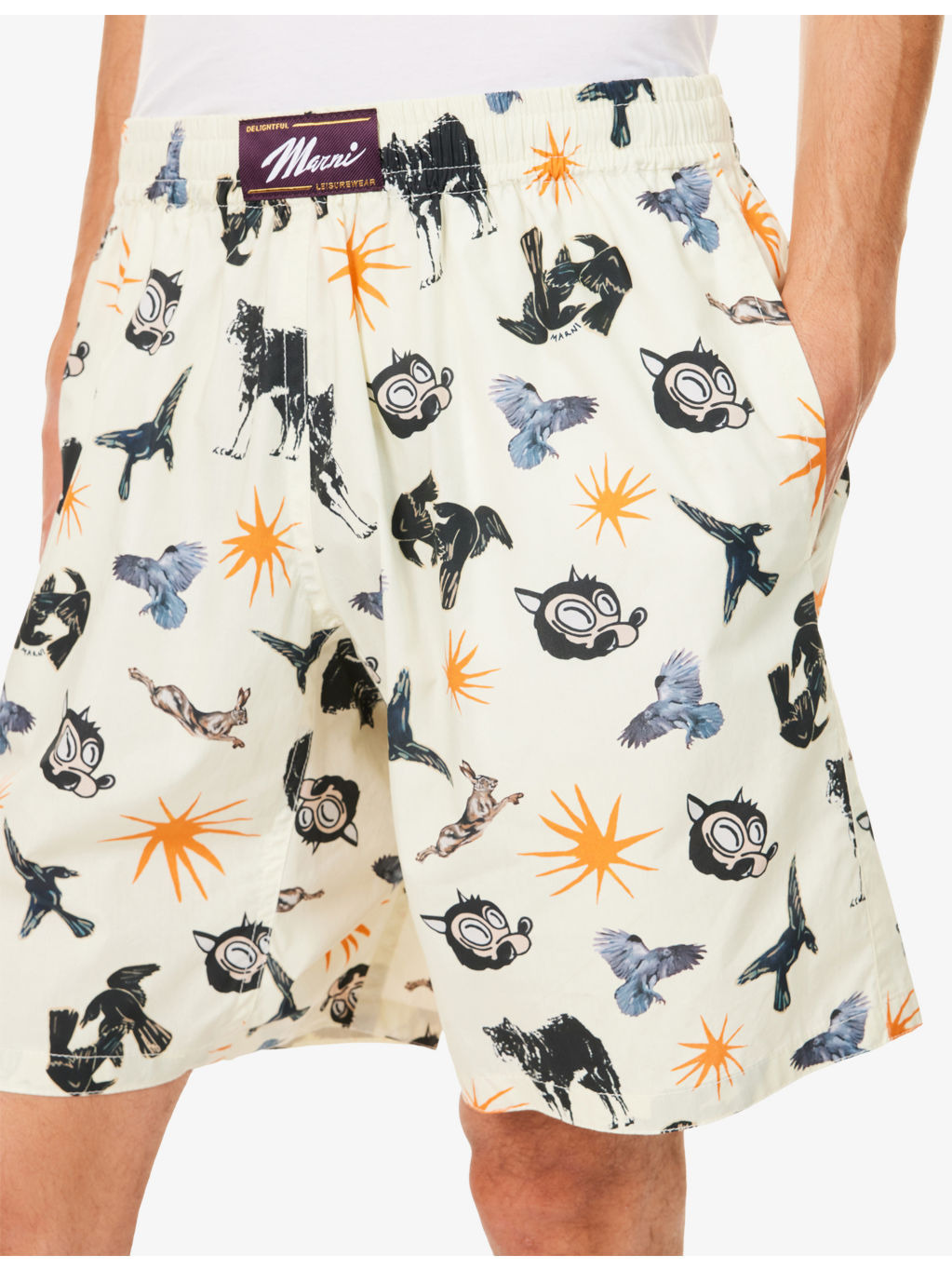 Graphic-Print Relaxed-Fit Cotton Shorts - 5