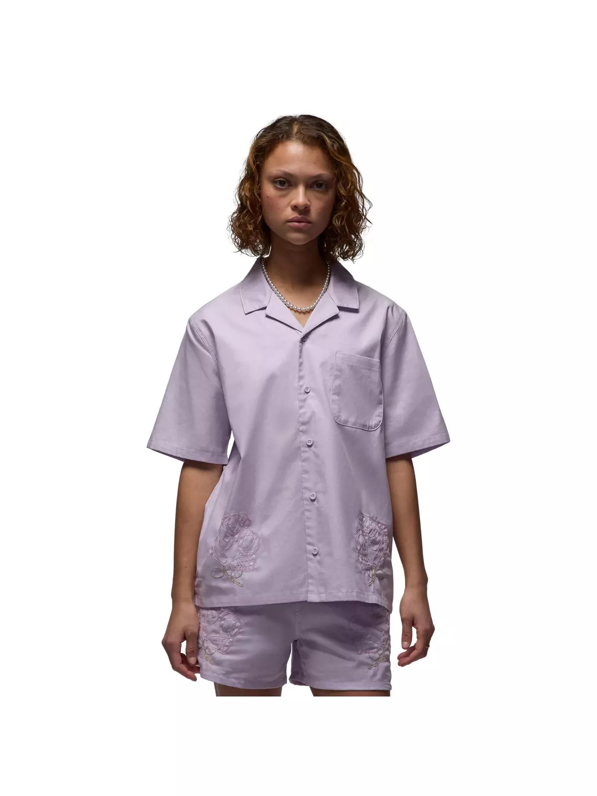 Women's Short-Sleeve Woven Rose Top - 1