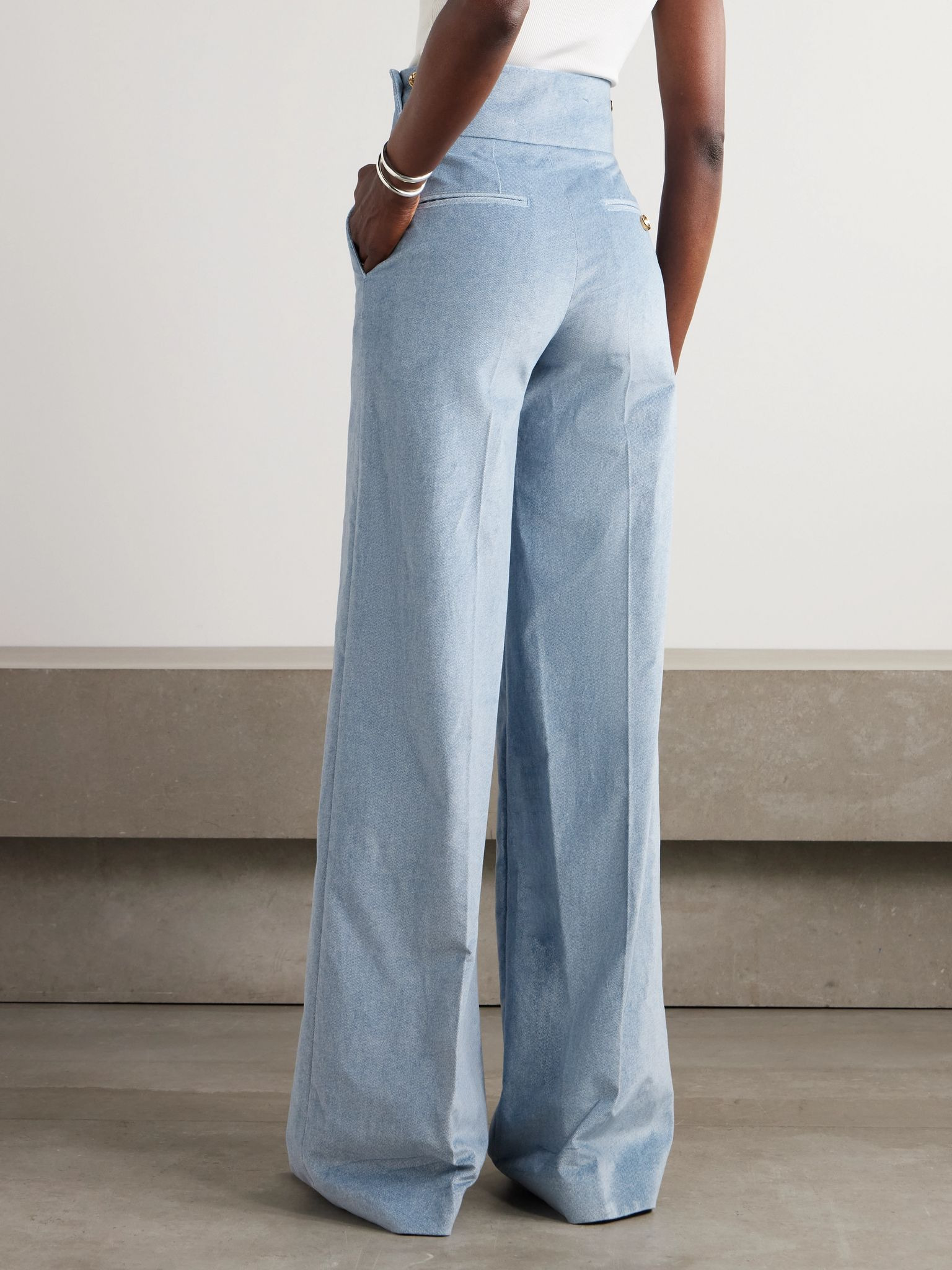 Rudy cotton-twill wide-leg pants Light blue - 4