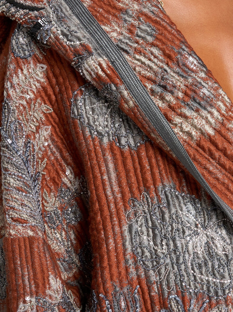 QUILTED JACQUARD COAT WITH EMBROIDERY - 2