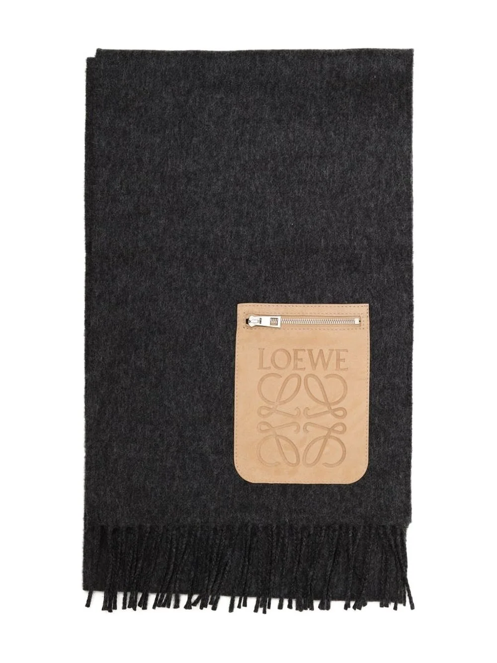 zip-pocket fringed scarf - 1