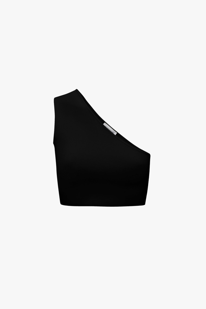VB Body One Shoulder Crop Top In Black - 1
