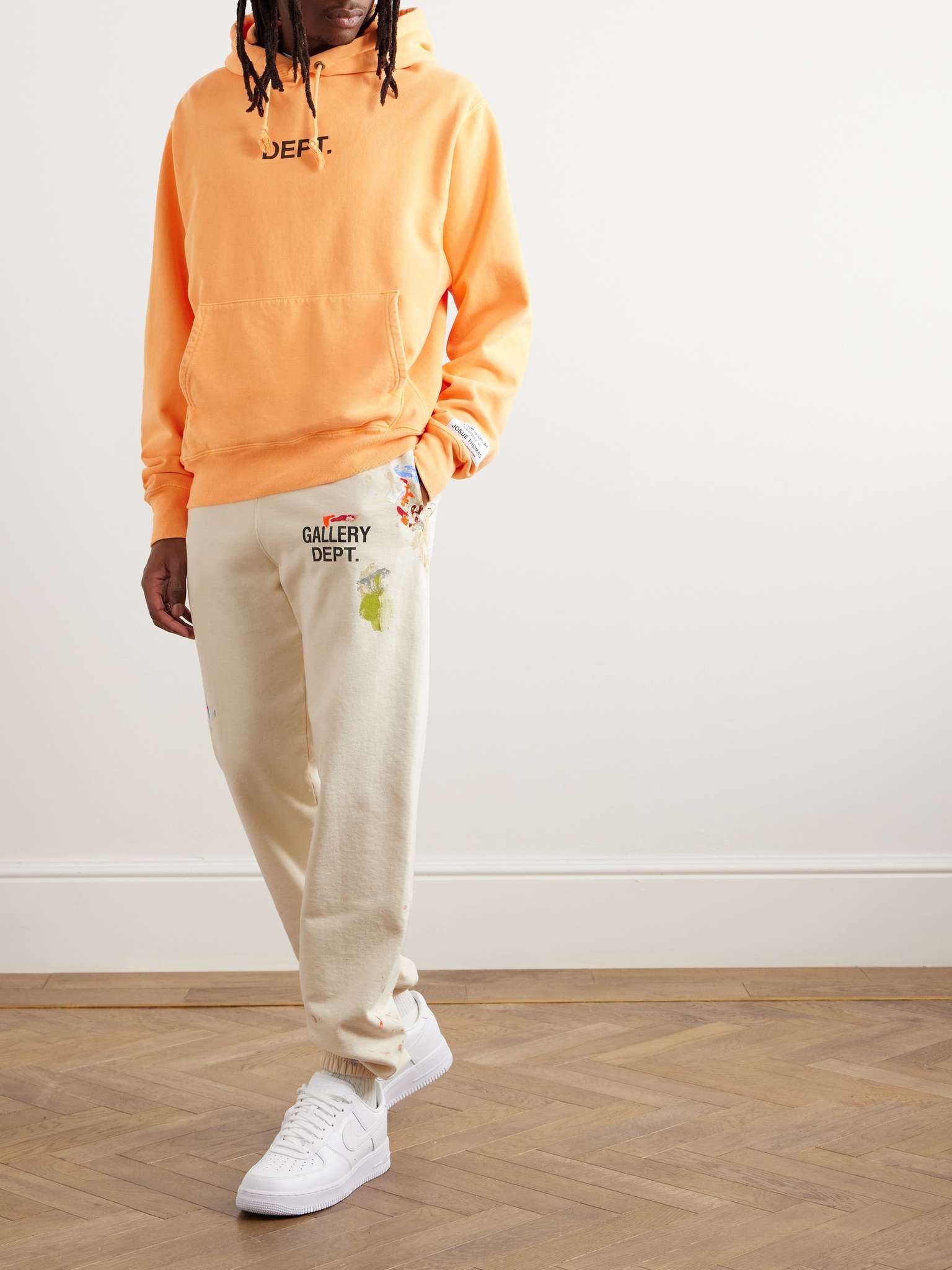 Tapered Logo-Print Paint-Splattered Cotton-Jersey Sweatpants - 2