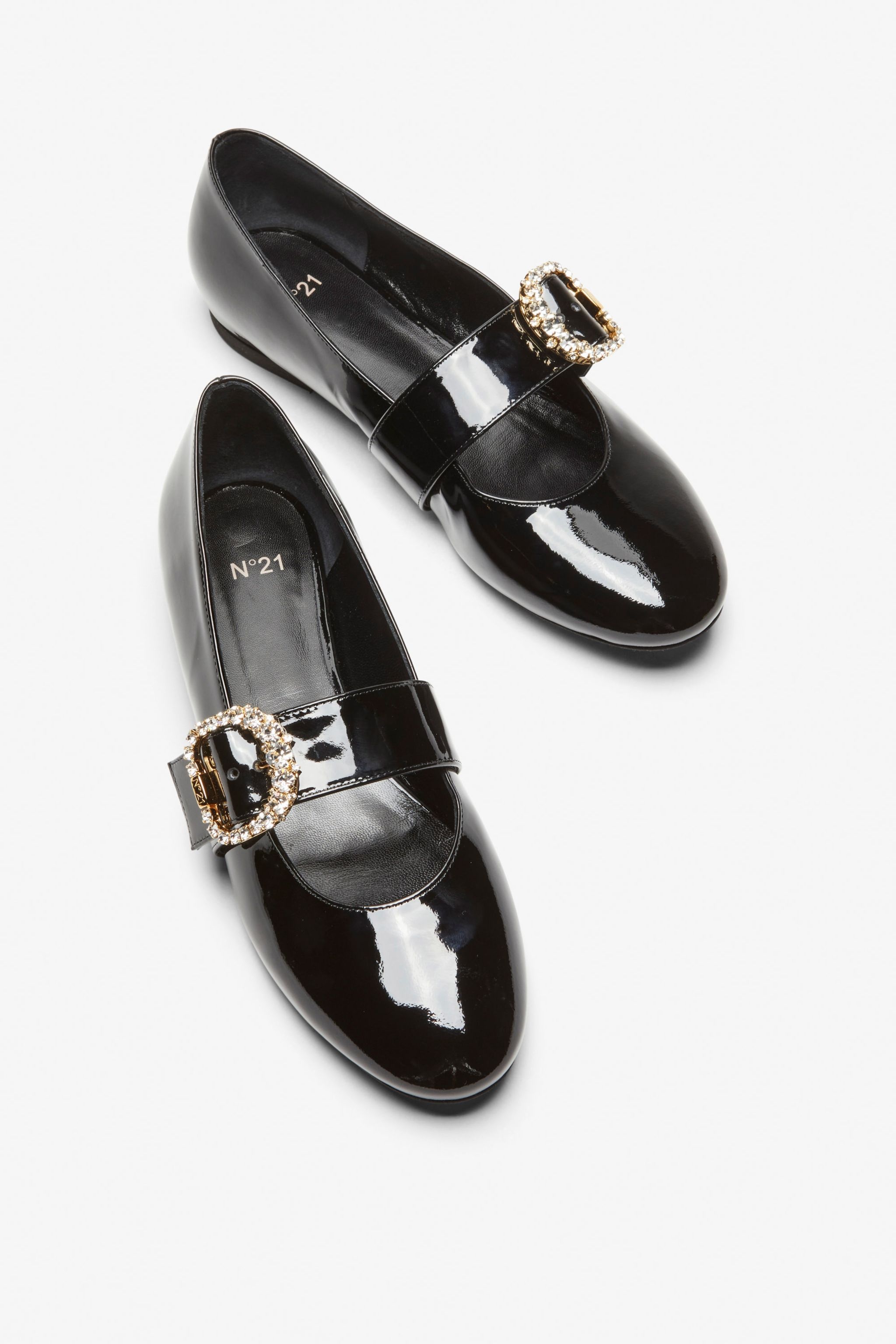 CRYSTAL-BUCKLE BALLERINA PUMPS - 4