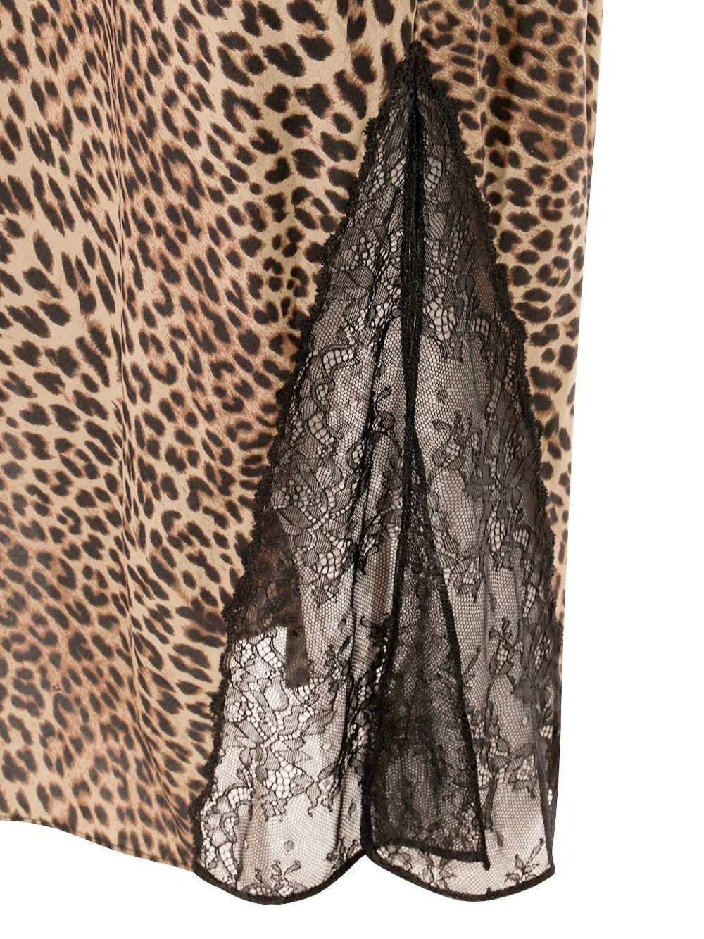 leopard-print lace-insert straight skirt - 2