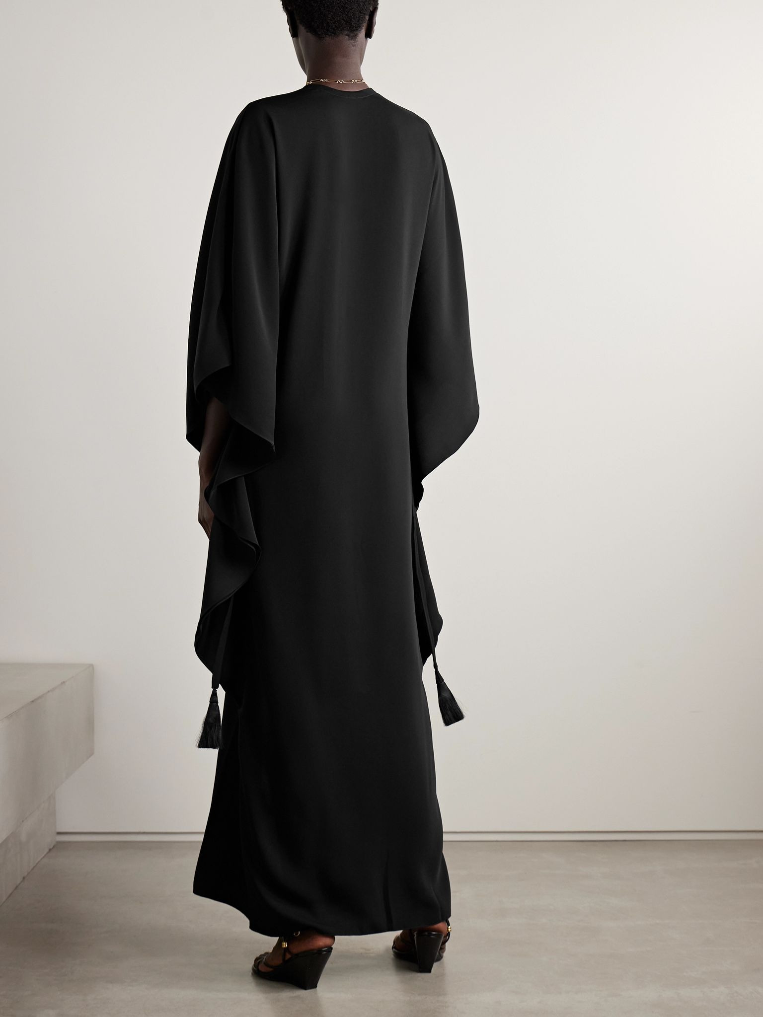 Sombreando crystal-embellished pleated crepe maxi dress Black - 3