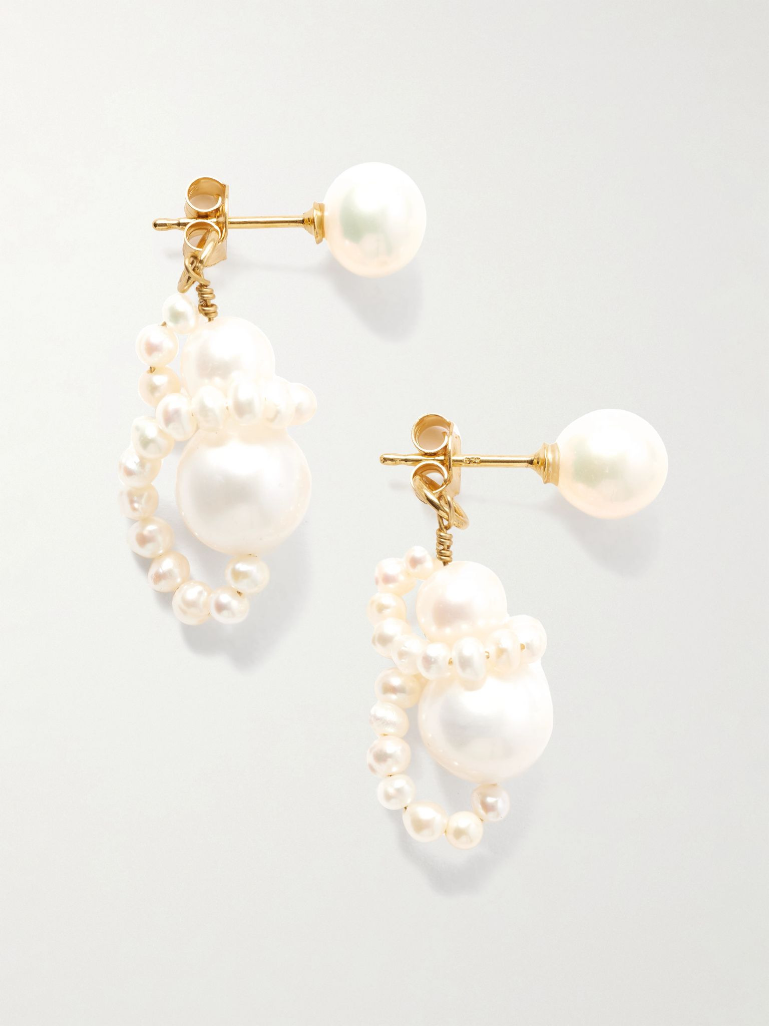 Recycled gold-plated pearl earrings Ivory - 1