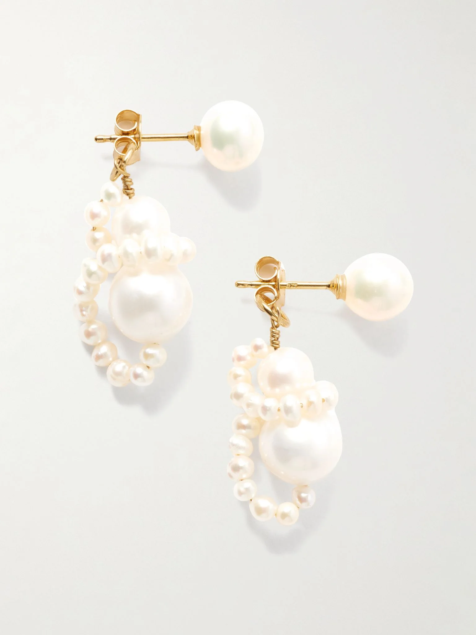 Recycled gold-plated pearl earrings Ivory - 1