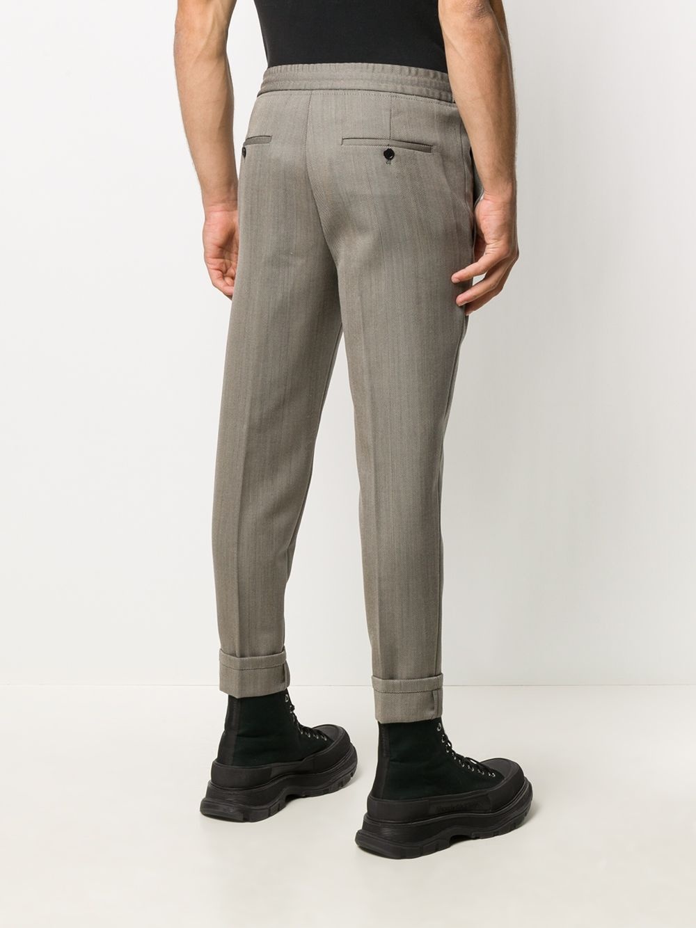 herringbone-pattern slim-fit trousers - 4