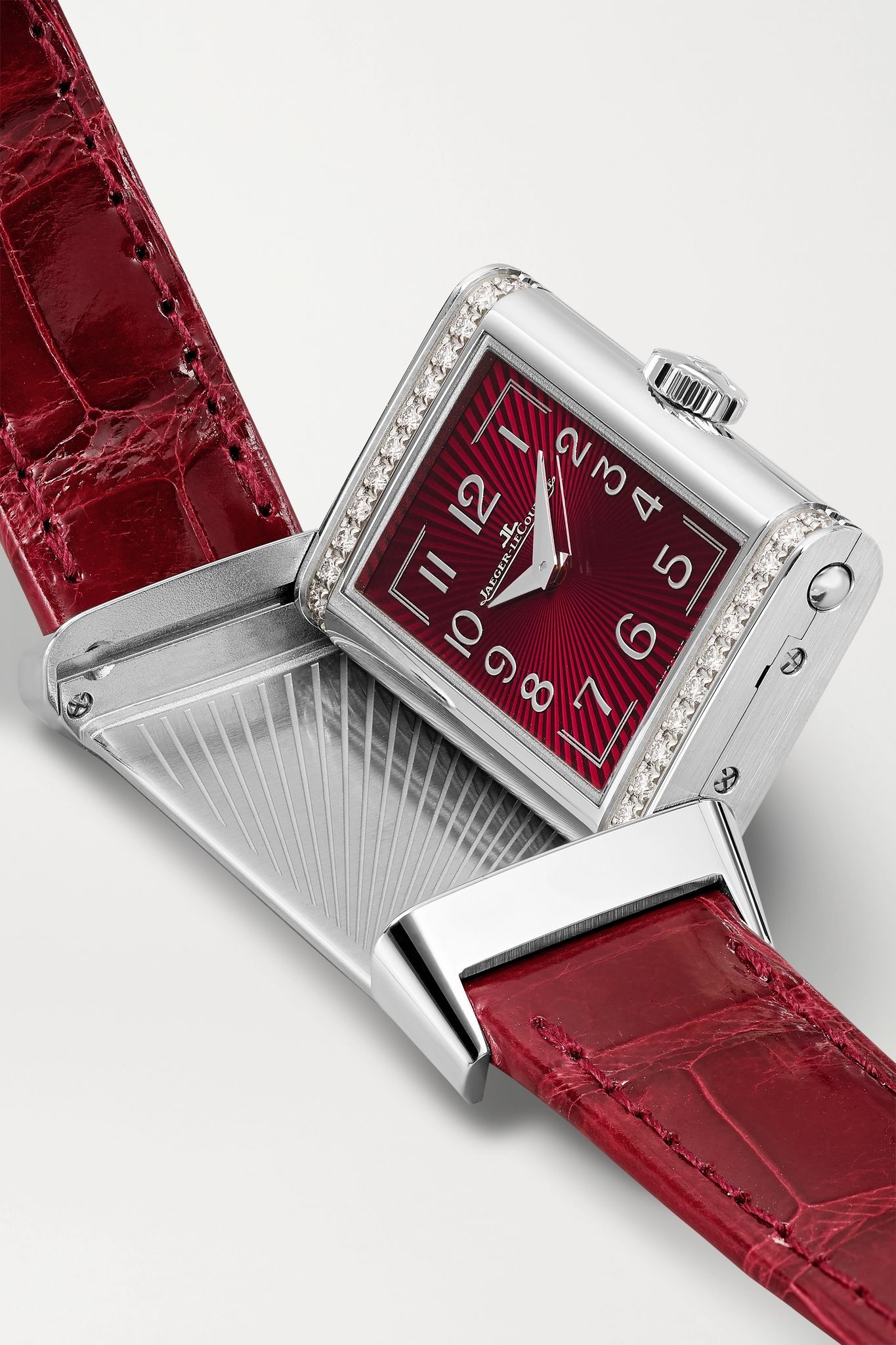 Reverso One 20mm stainless steel, diamond and alligator watch - 6