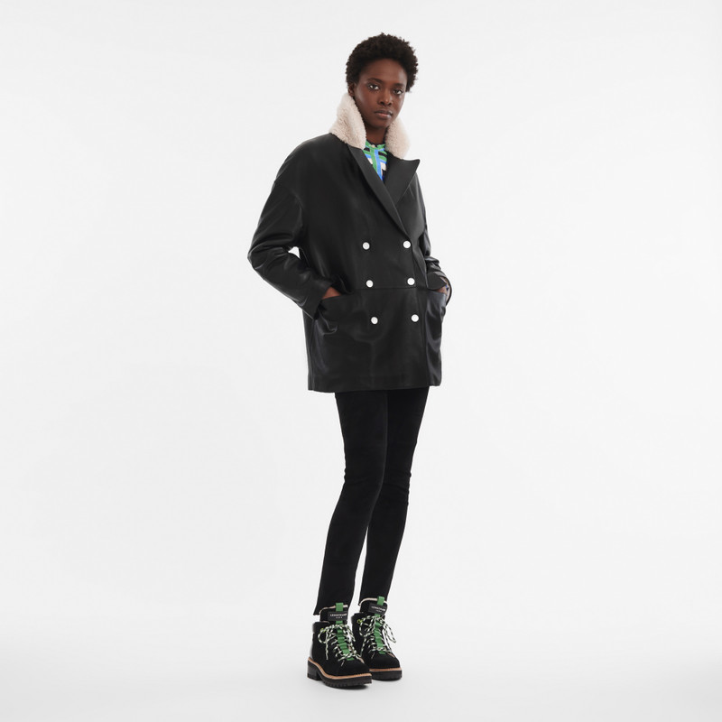 Longchamp Pea coat Black - Leather outlook