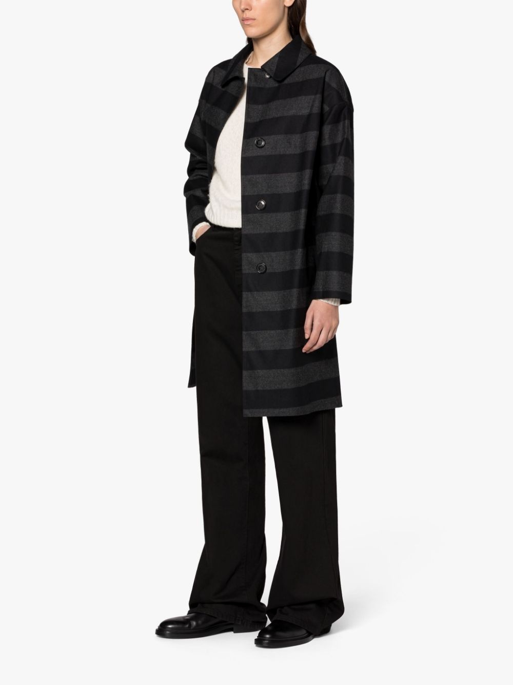GRANISH WHITE & BLACK BONDED COTTON HOODED COAT - 2