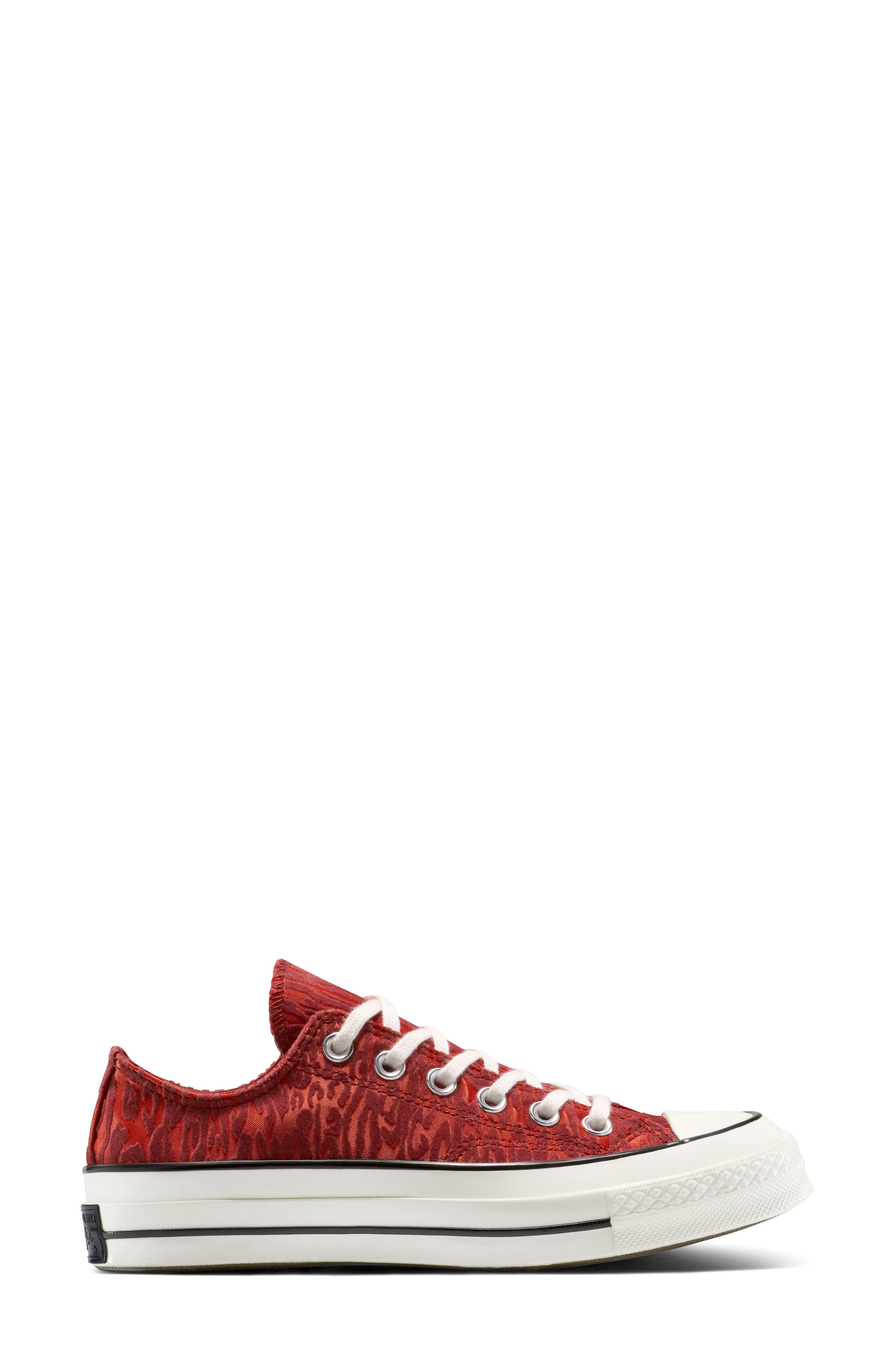 Converse Gender Inclusive Chuck 70 Leopard Flocked Satin Low Top Sneaker in Rottin Apple/By The Camp - 2