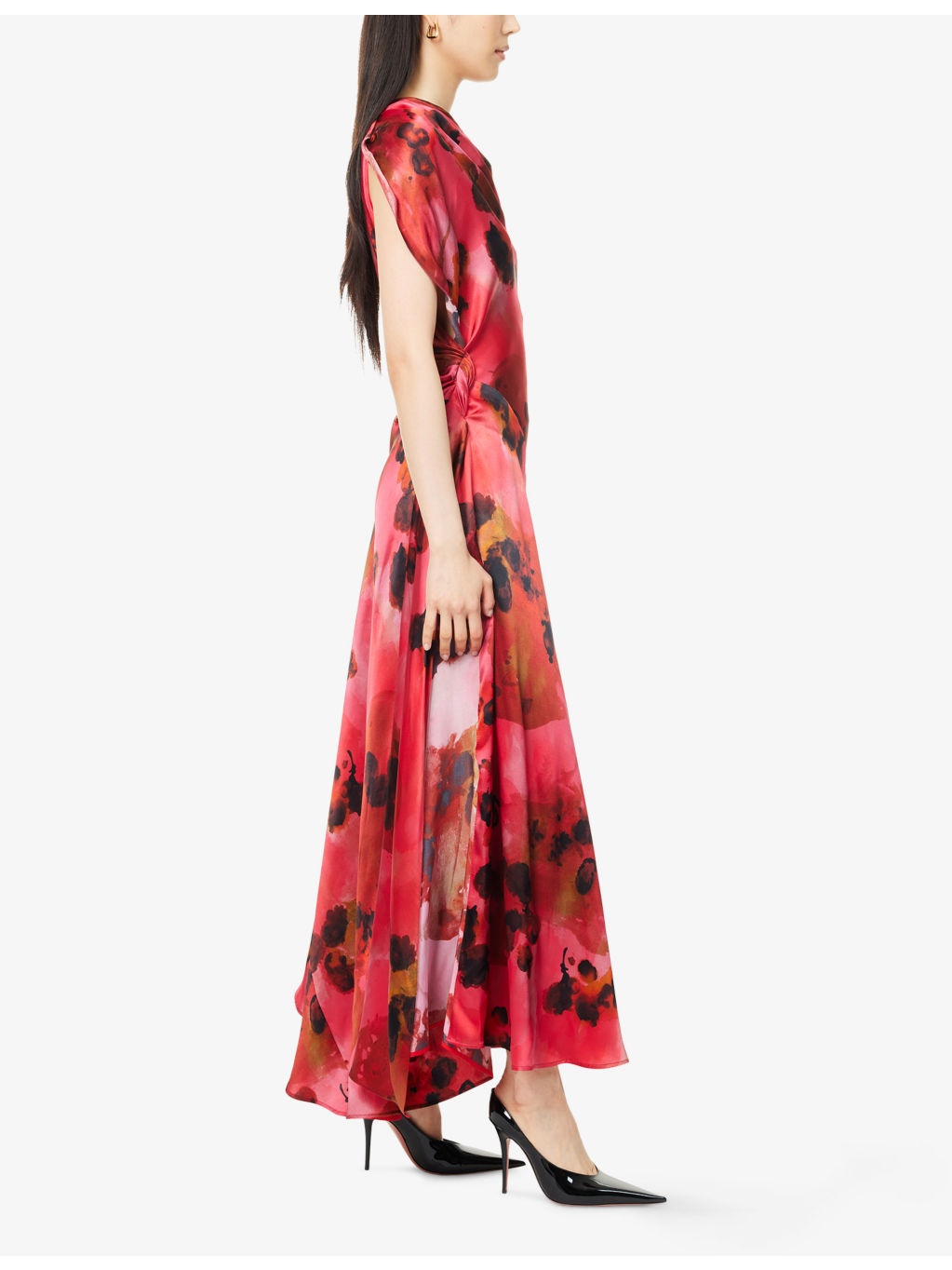 Draped Sleeveless Silk Midi Dress - 3