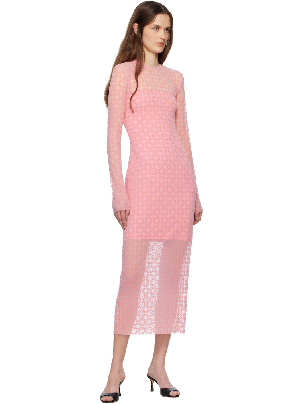 Pink Monogram 72 Tulle Midi Dress - 4