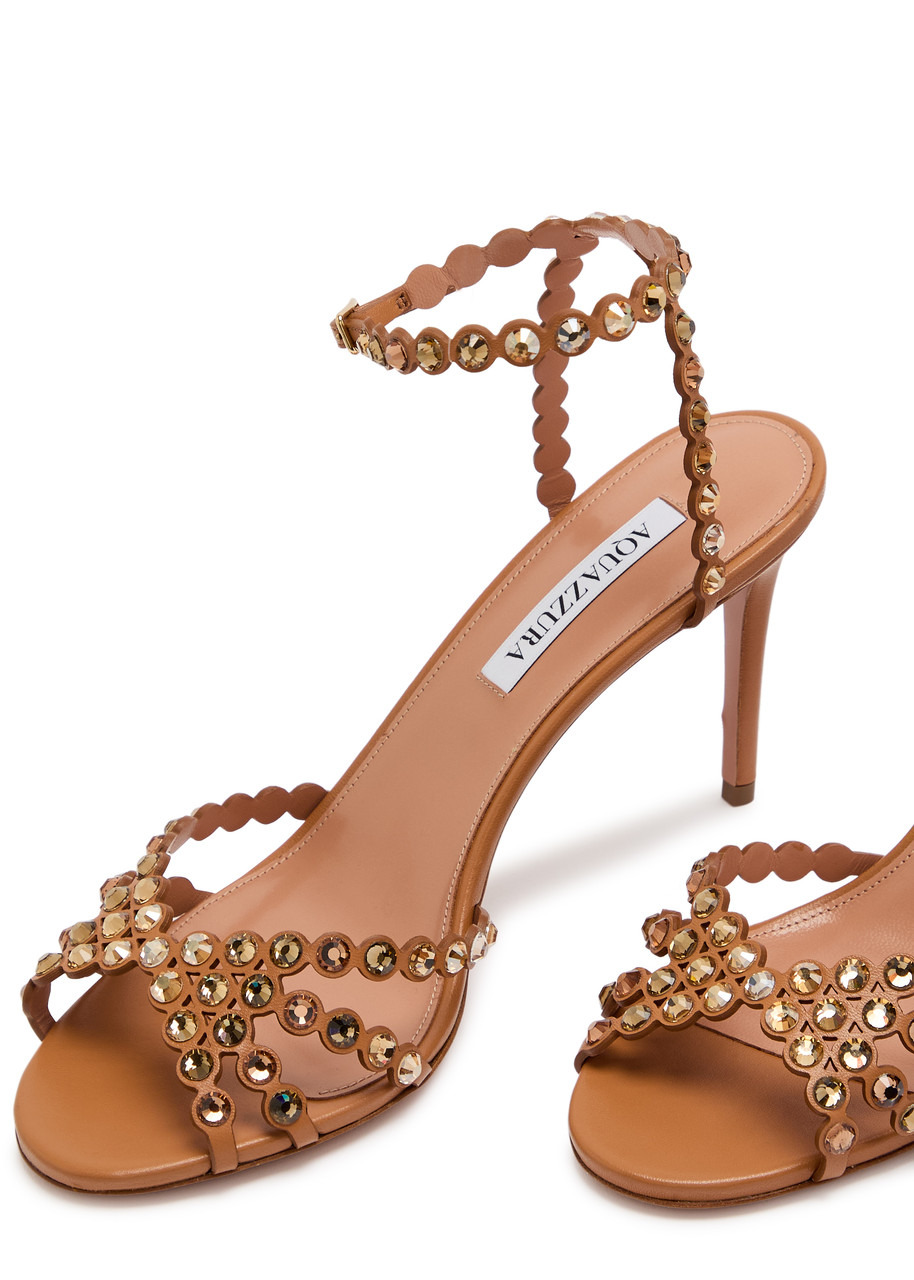 Aquazzura Tequila 85 Embellished Leather Sandals - 3