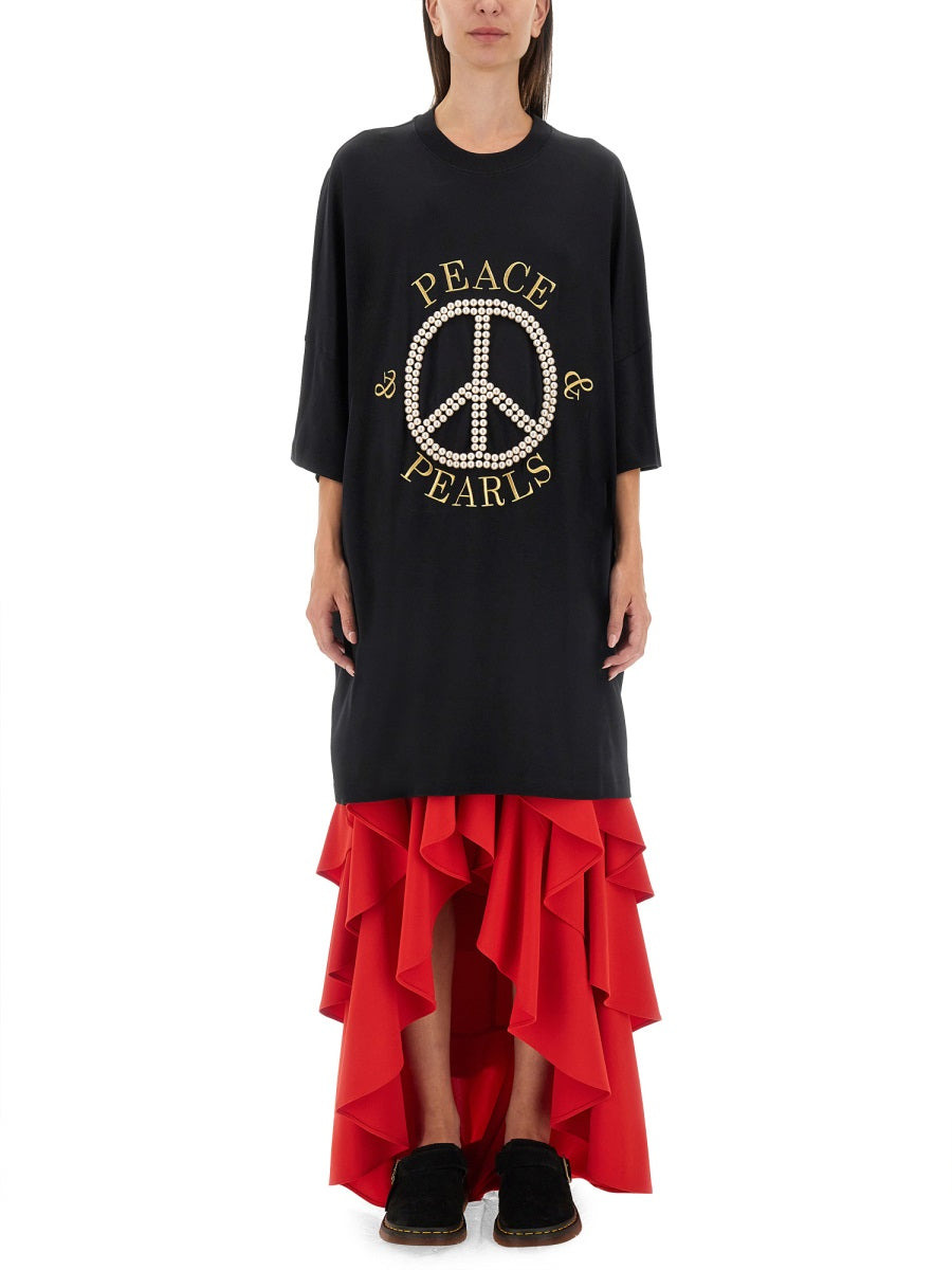 Moschino Women Peace & Pearls Cotton Interlock Dress - 1