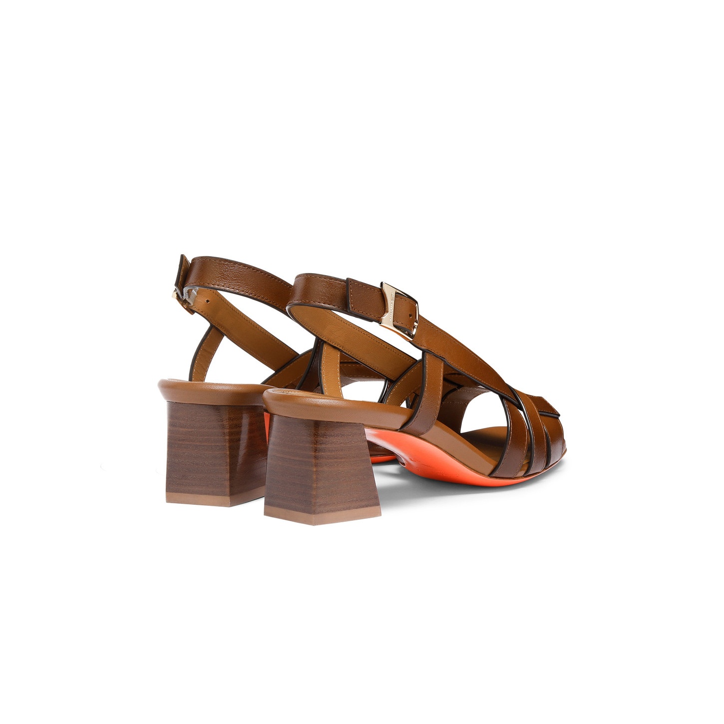 Women's brown leather mid-heel Beyond sandal - 4