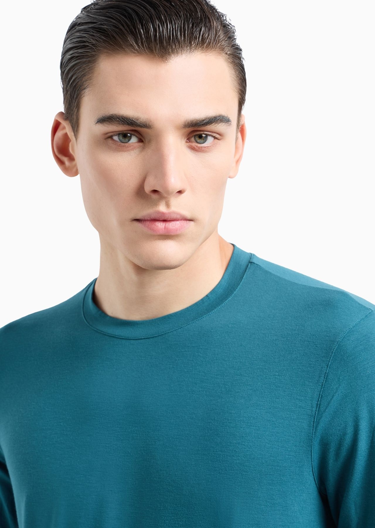 Stretch viscose jersey jumper with crew neck and long sleeves - 5