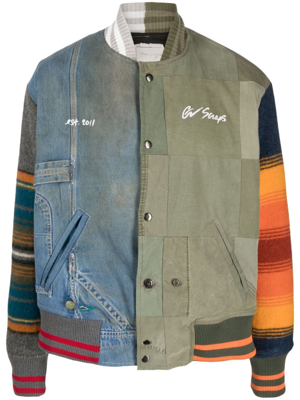 colour-block panelled bomber jacket - 1