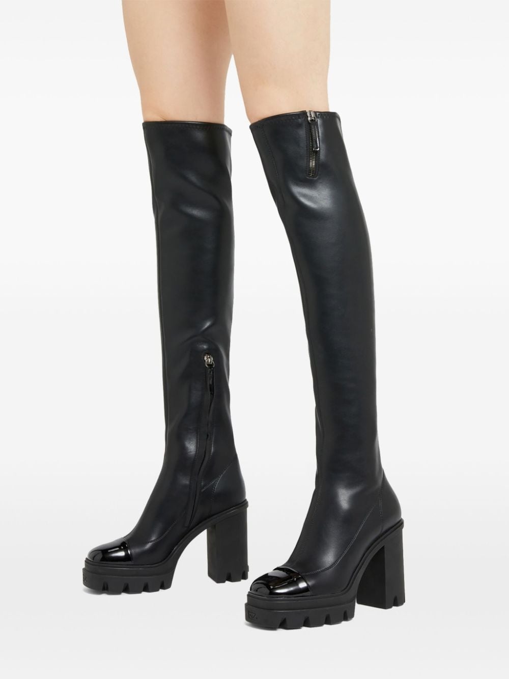 contrasting-toecap knee-high boots - 5