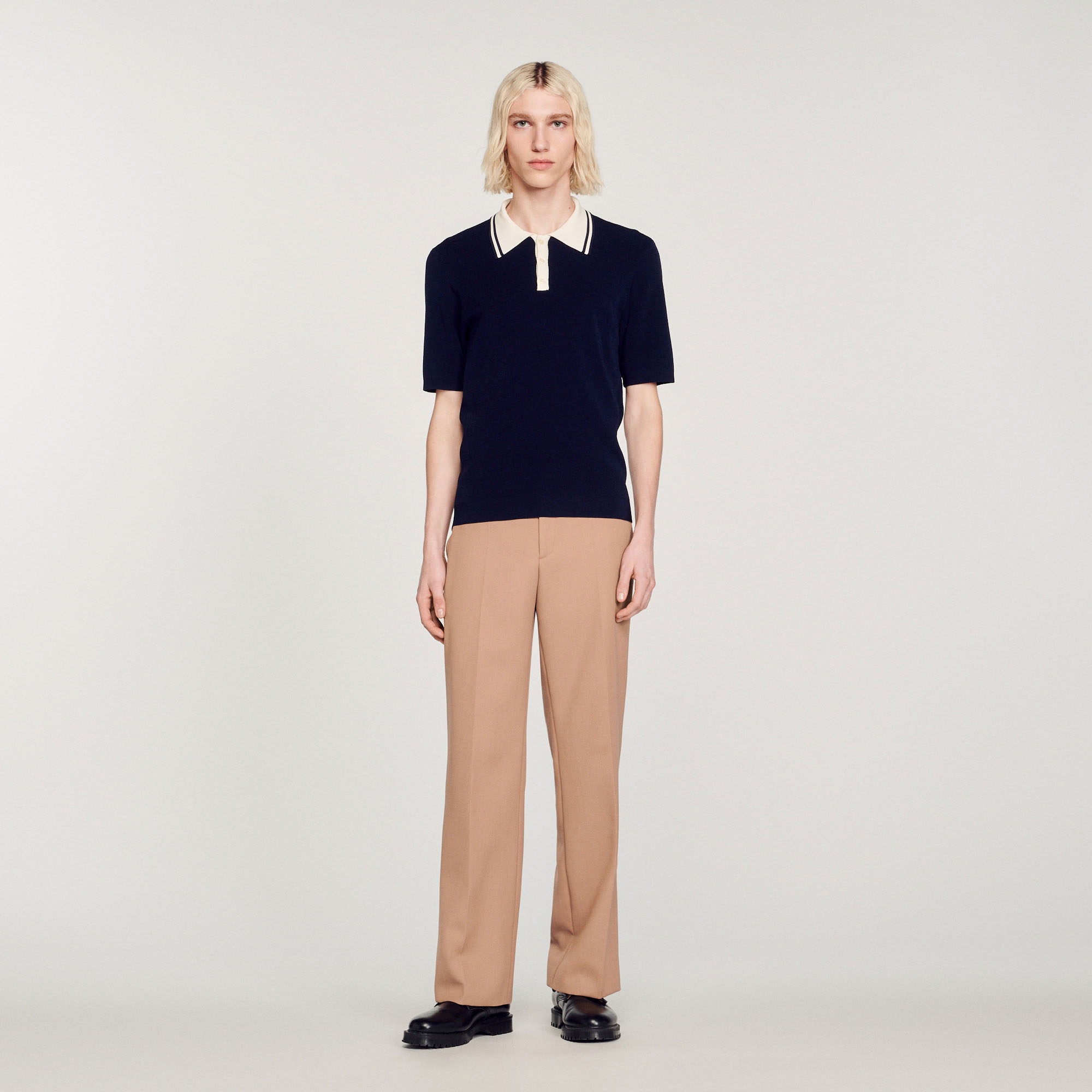 Contrasting collar polo shirt - 3
