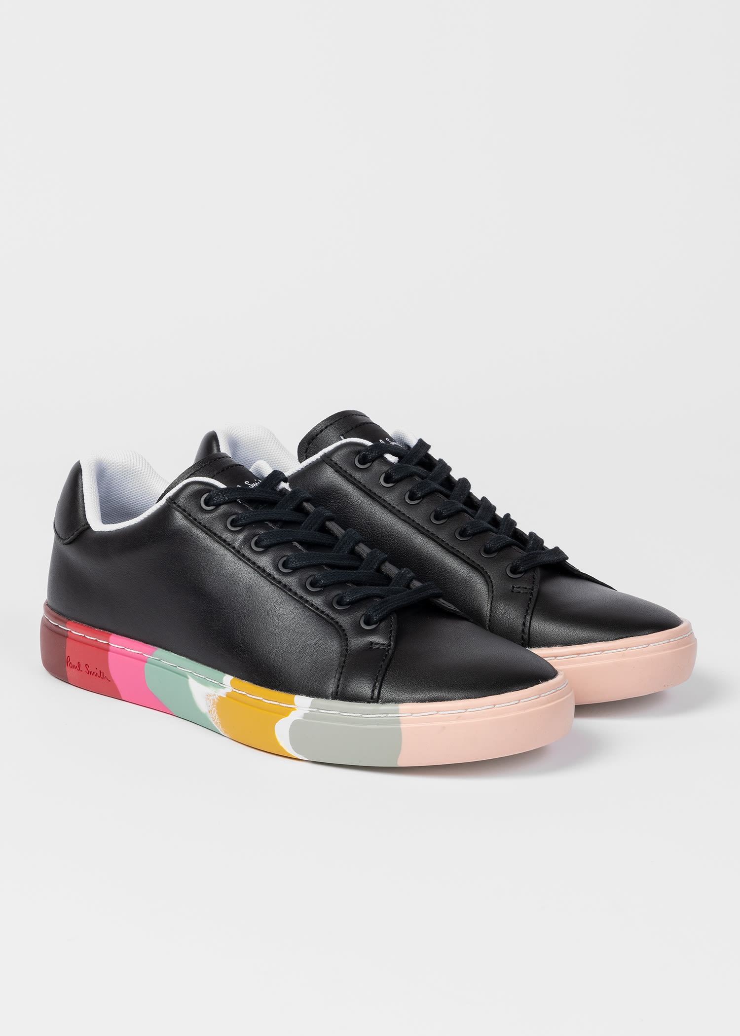 Black Leather 'Lapin' Swirl Trainers - 3
