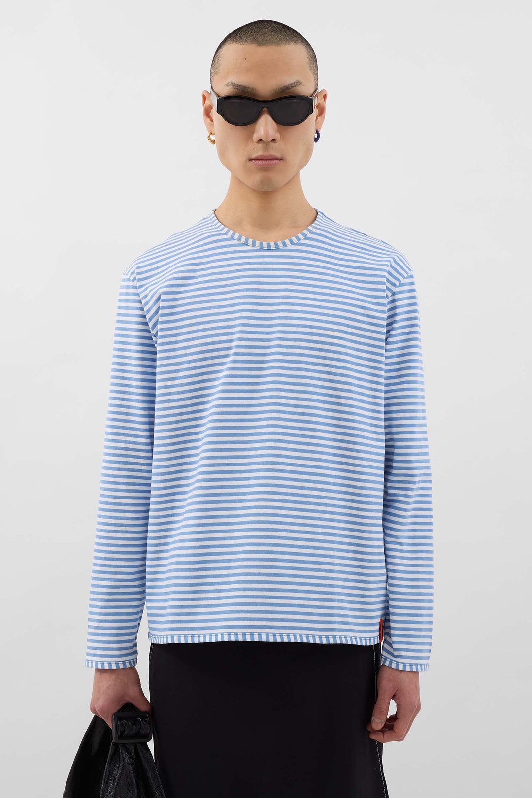 CLASSIC LONGSLEEVE T-SHIRT / azure & optical white stripes - 2