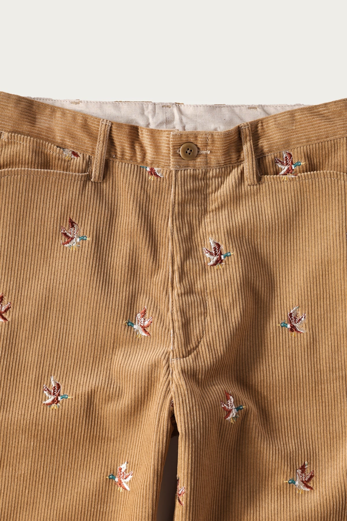 8W Corduroy Embroidered Duck FRISKO Pants - Beige - 2