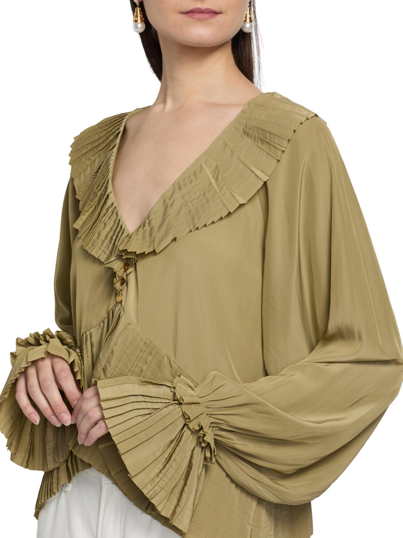 Women's Jacklyn Pleated Ruffle Blouse - Safari 6