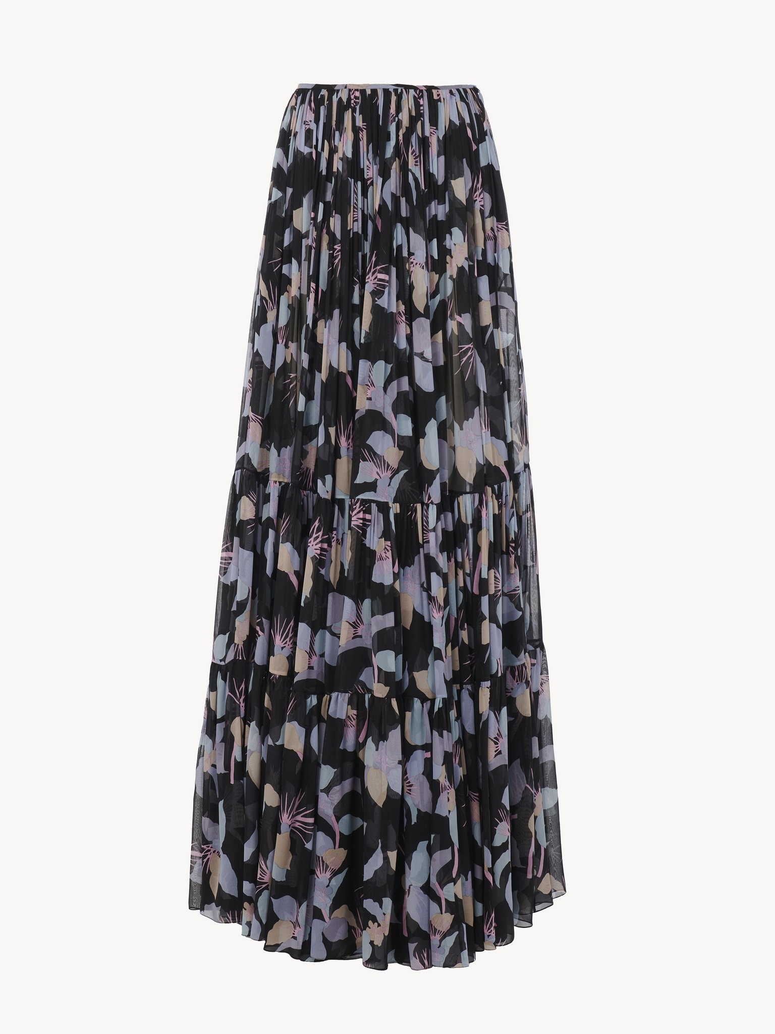 GATHERED MAXI SKIRT IN SILK GEORGETTE - 2