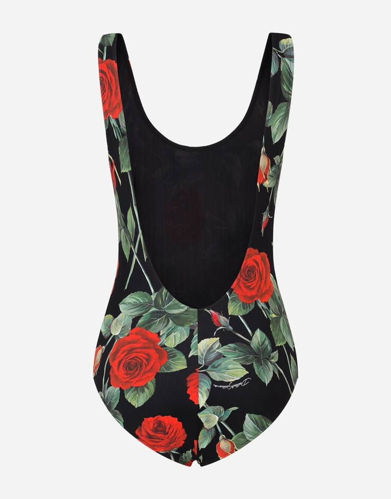 Dolce & Gabbana Rose-print one-piece swimsuit outlook