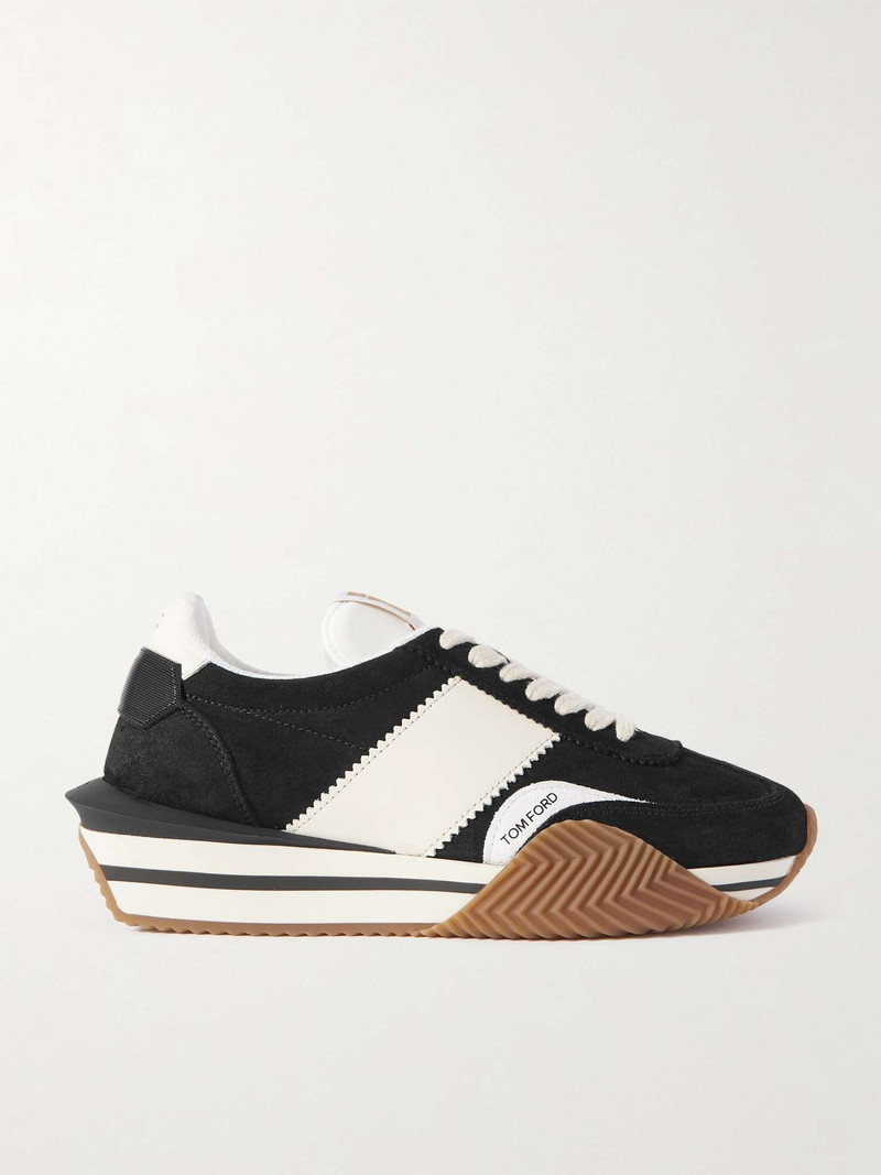 James Rubber-Trimmed Leather, Suede and Nylon Sneakers 1