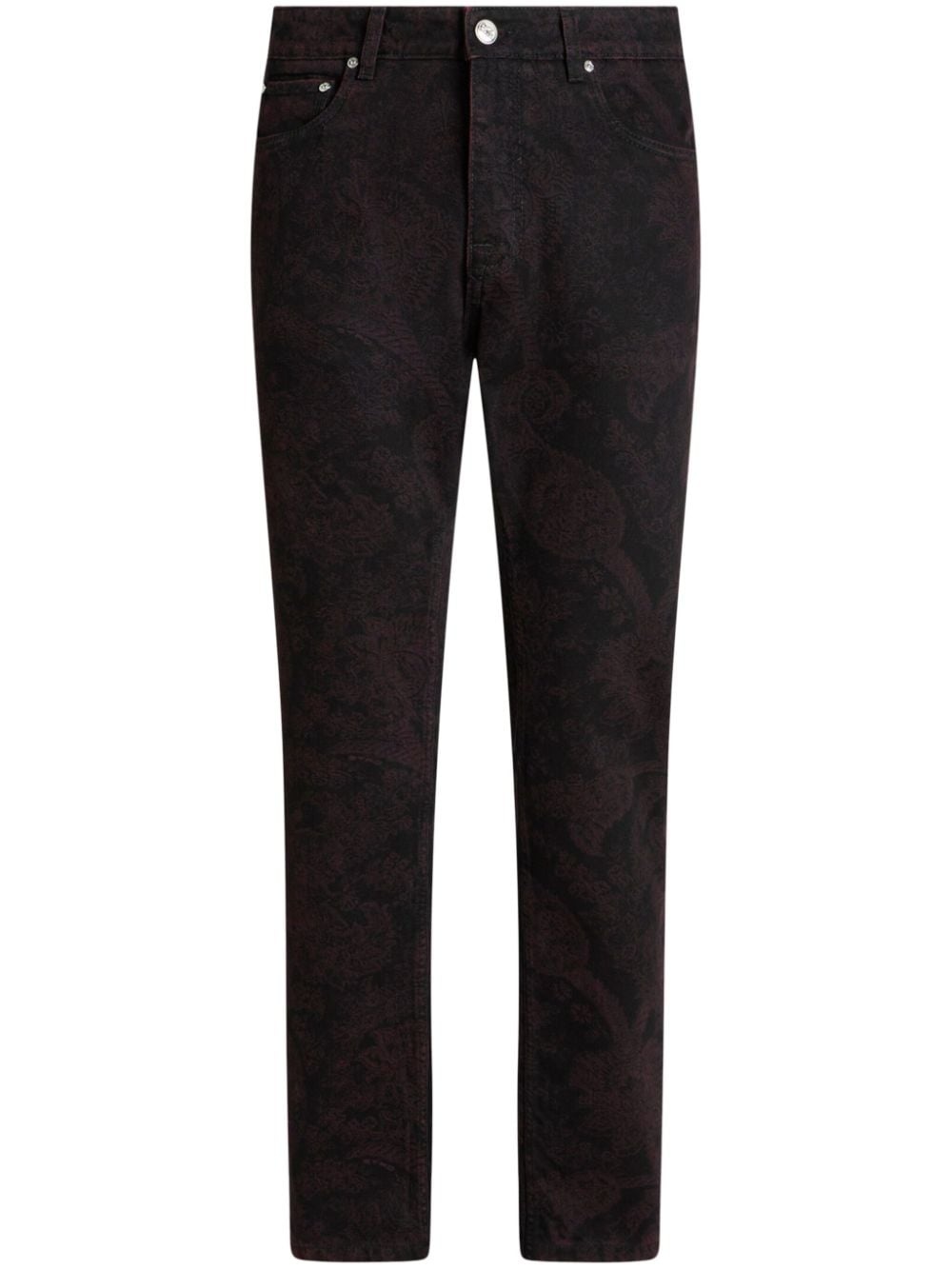 paisley-pattern slim-fit jeans - 1