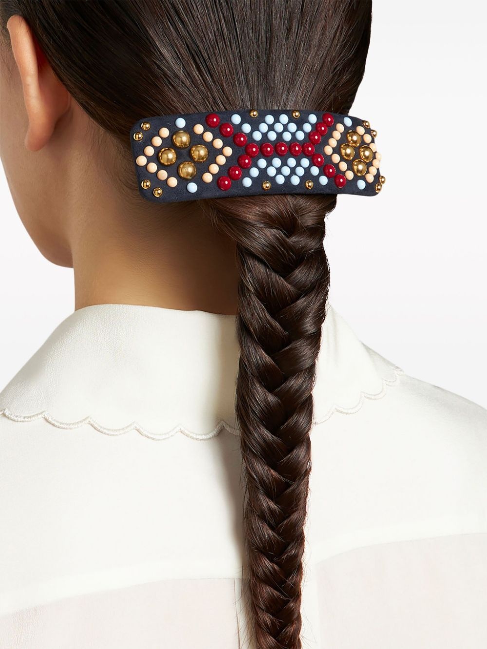 stud-embellished leather hair clip - 4