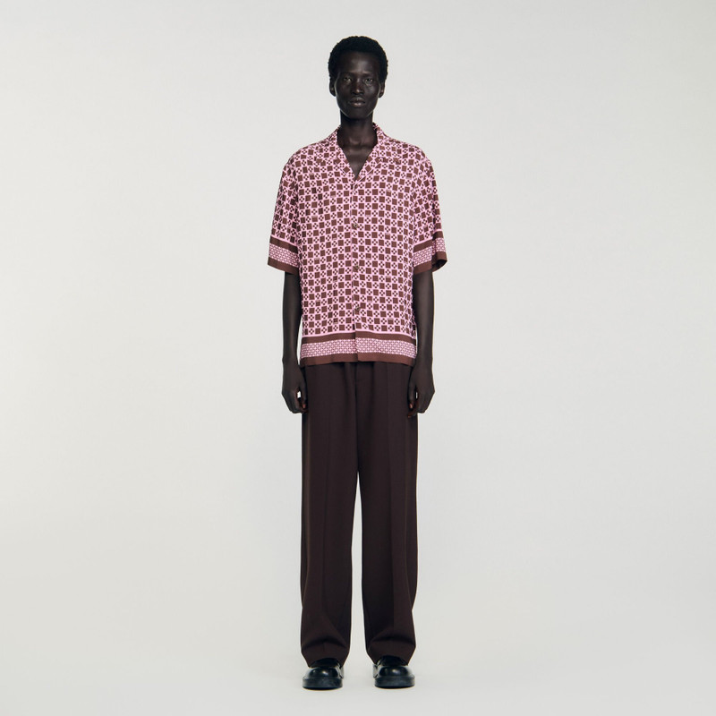 Sandro SQUARE CROSS MOTIF FLOWING SHIRT outlook