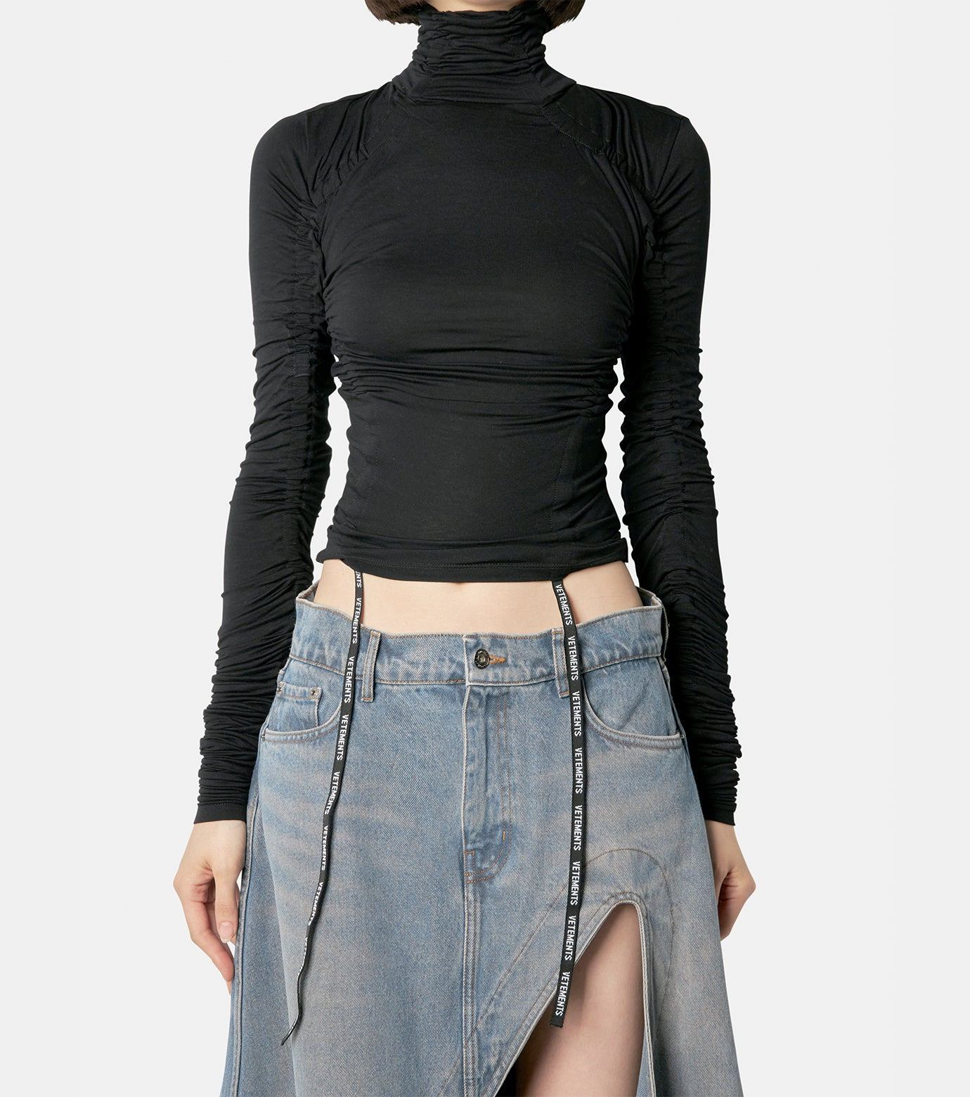 Gathered Jersey Crop Top - 2