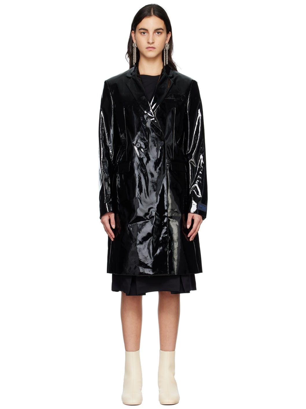 Black Classic Double Breasted Coat - 1