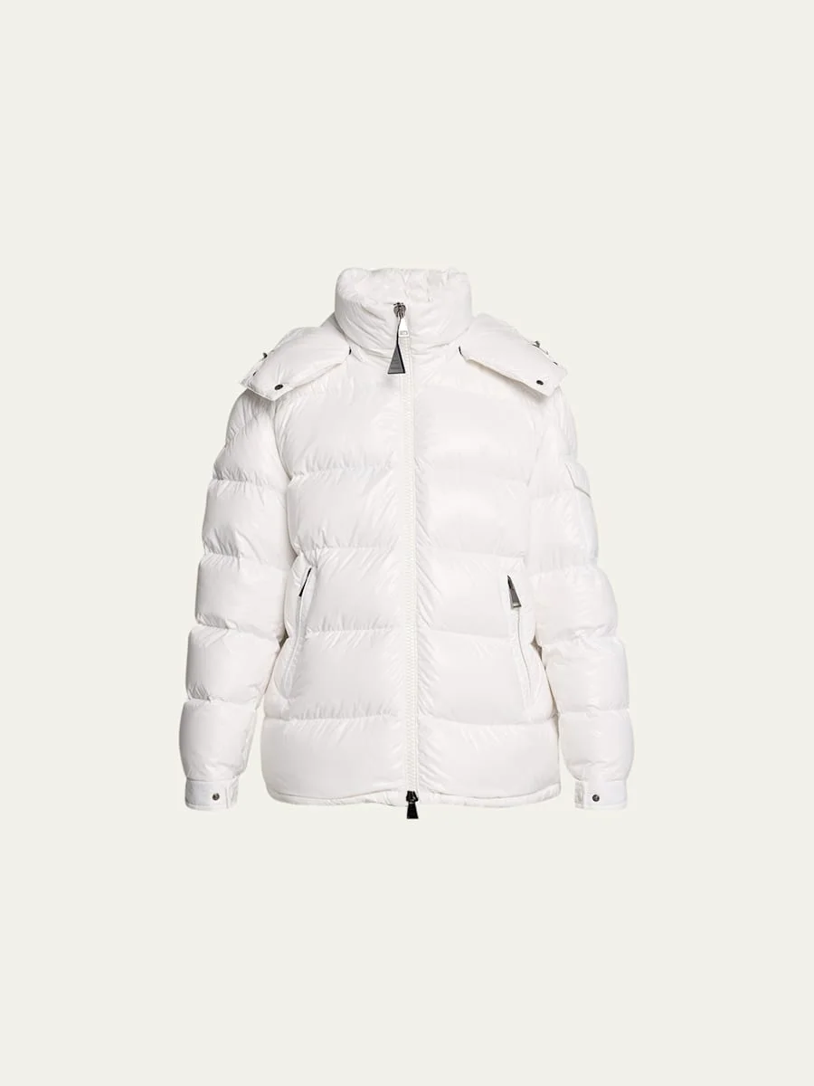 Maire Shiny Puffer Jacket with Removable Hood - 1