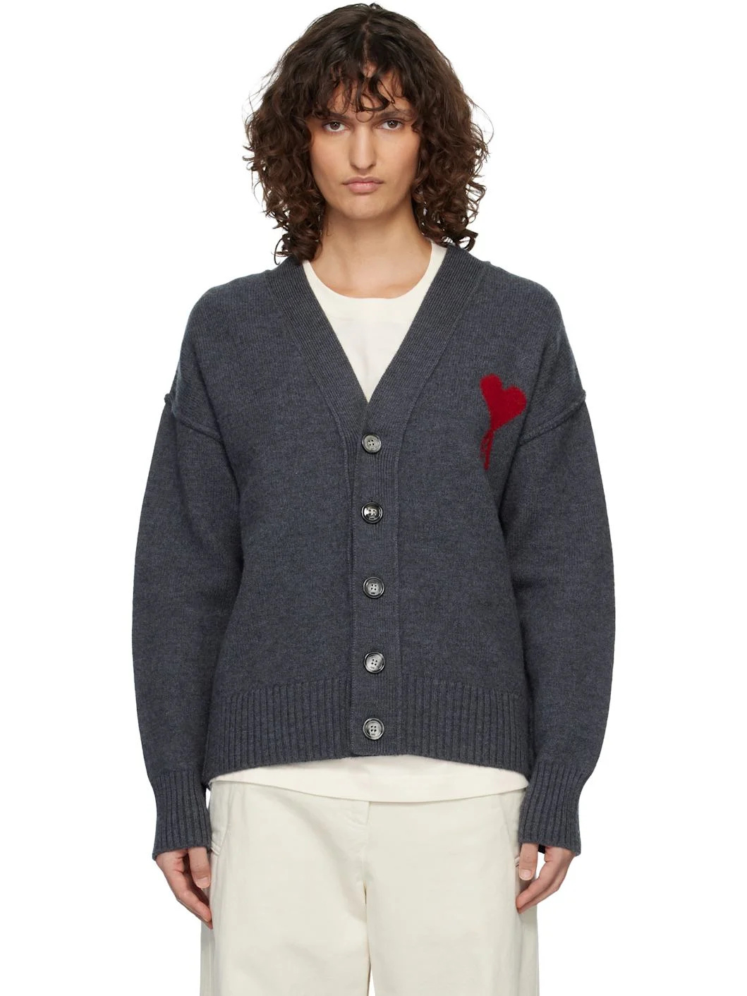 Gray Wool Ami de Coeur Cardigan - 1