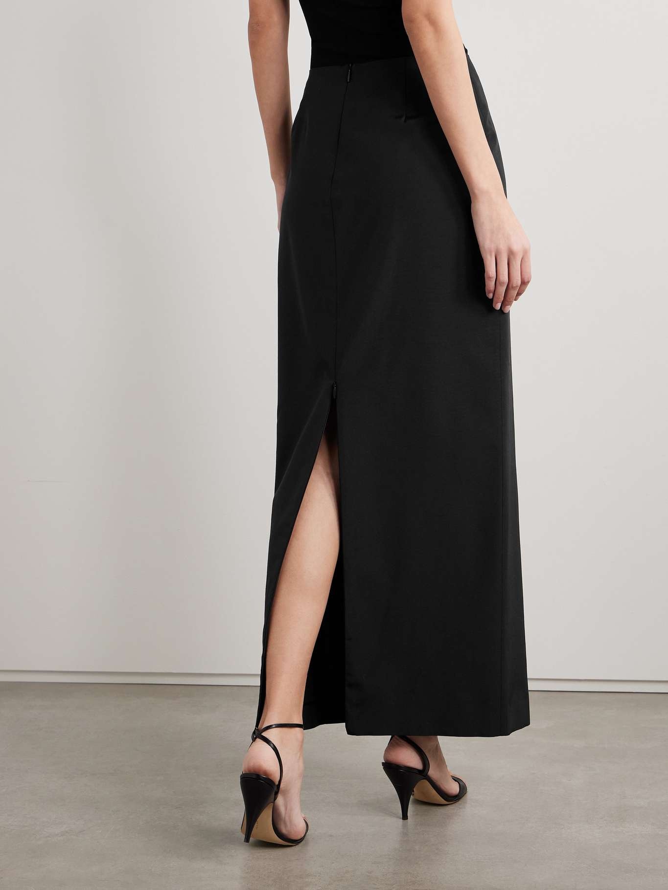 Bartelle silk and wool-blend twill maxi skirt Black - 6