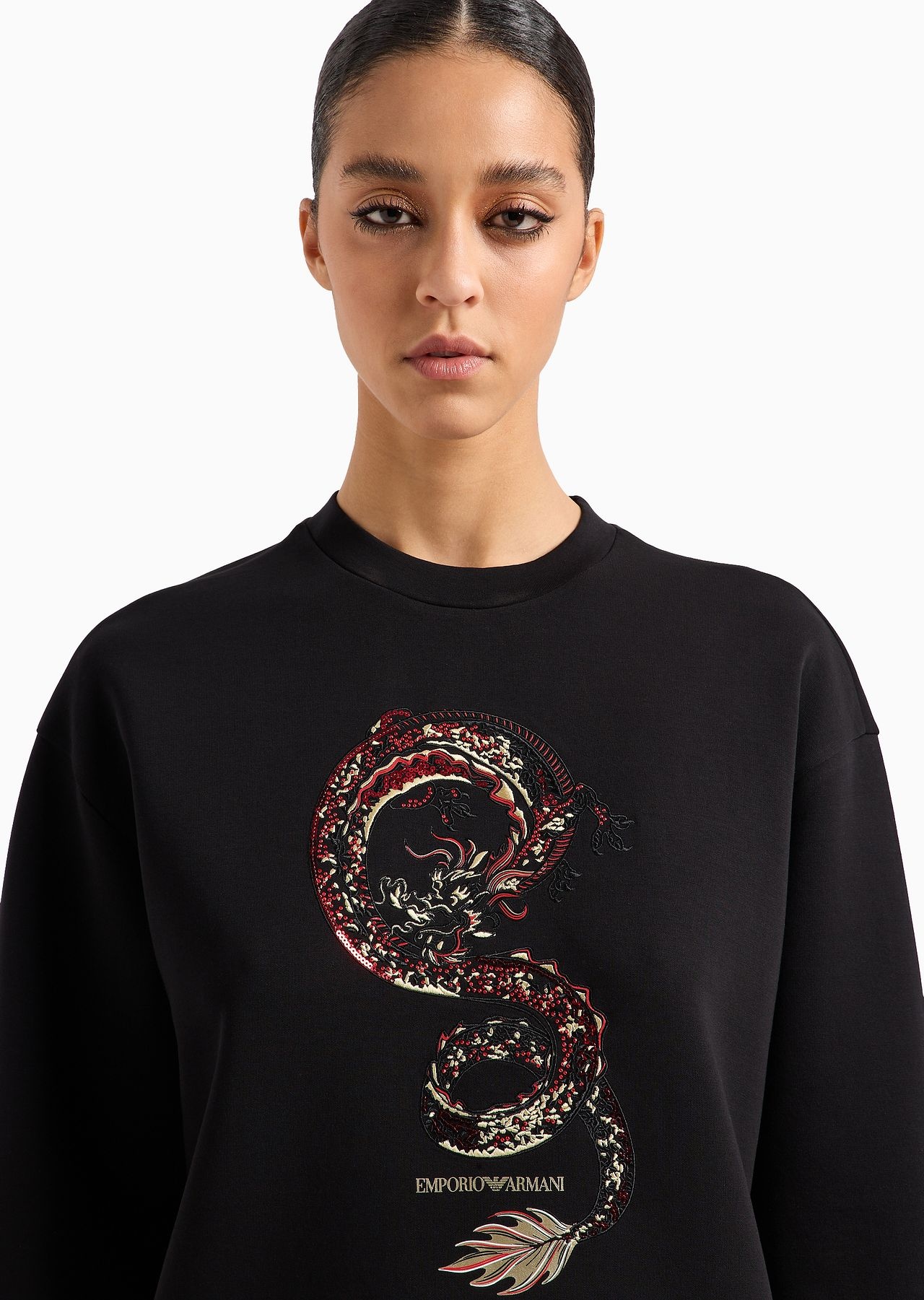 sweatshirt with oversized dragon embroidery - 5