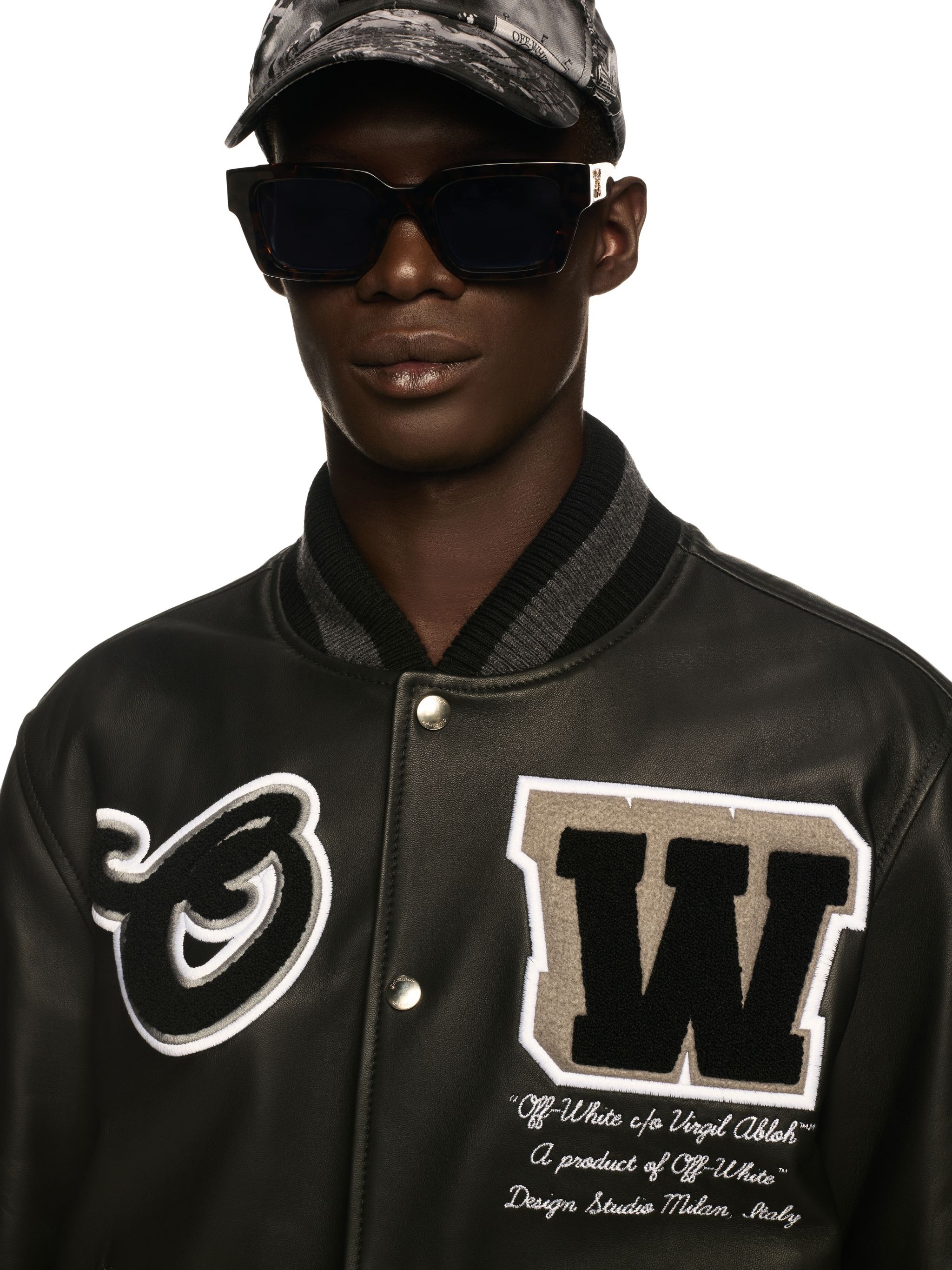 Black Leather Varsity Jacket - 4