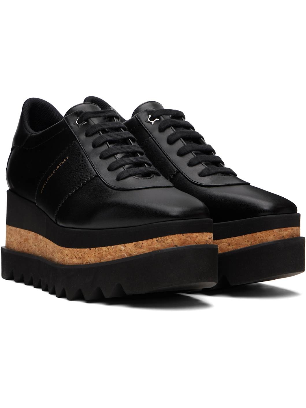 Black Sneak-Elyse Platform Lace-Up Sneakers - 4