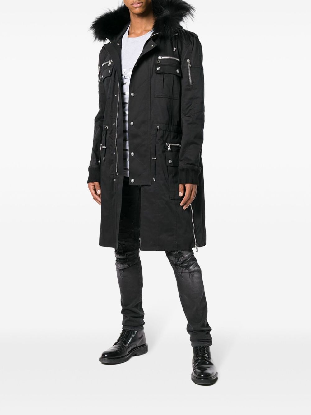 faux-fur trim parka - 2