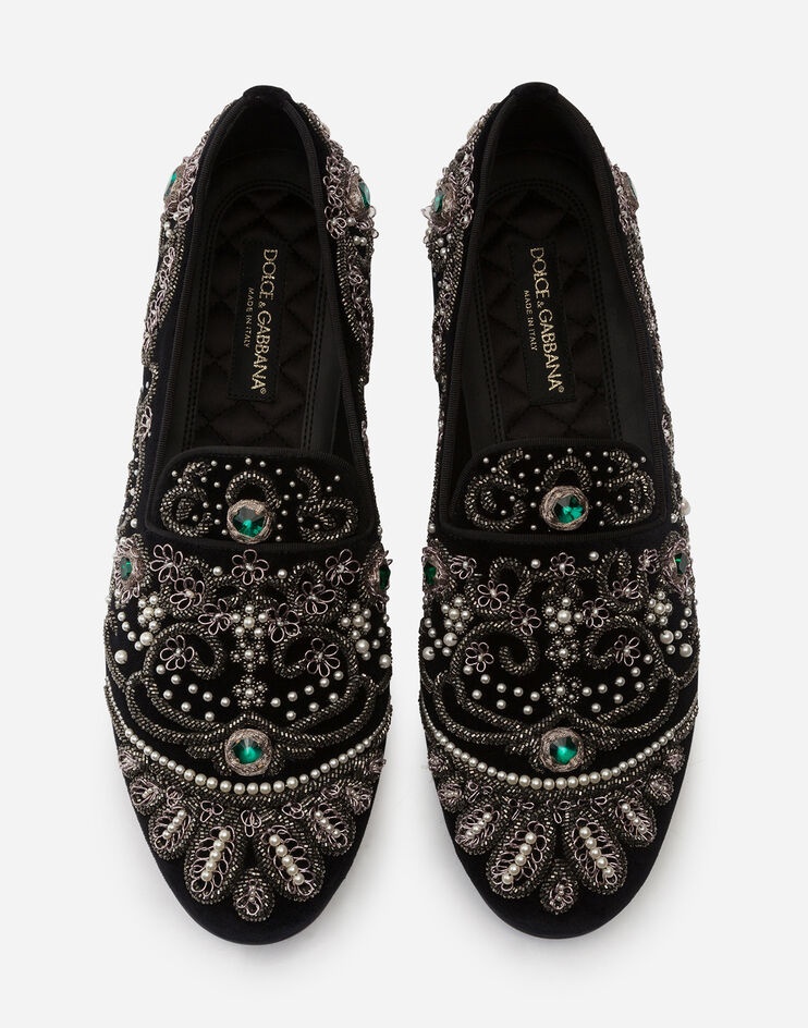 Velvet slippers with embroidery - 4