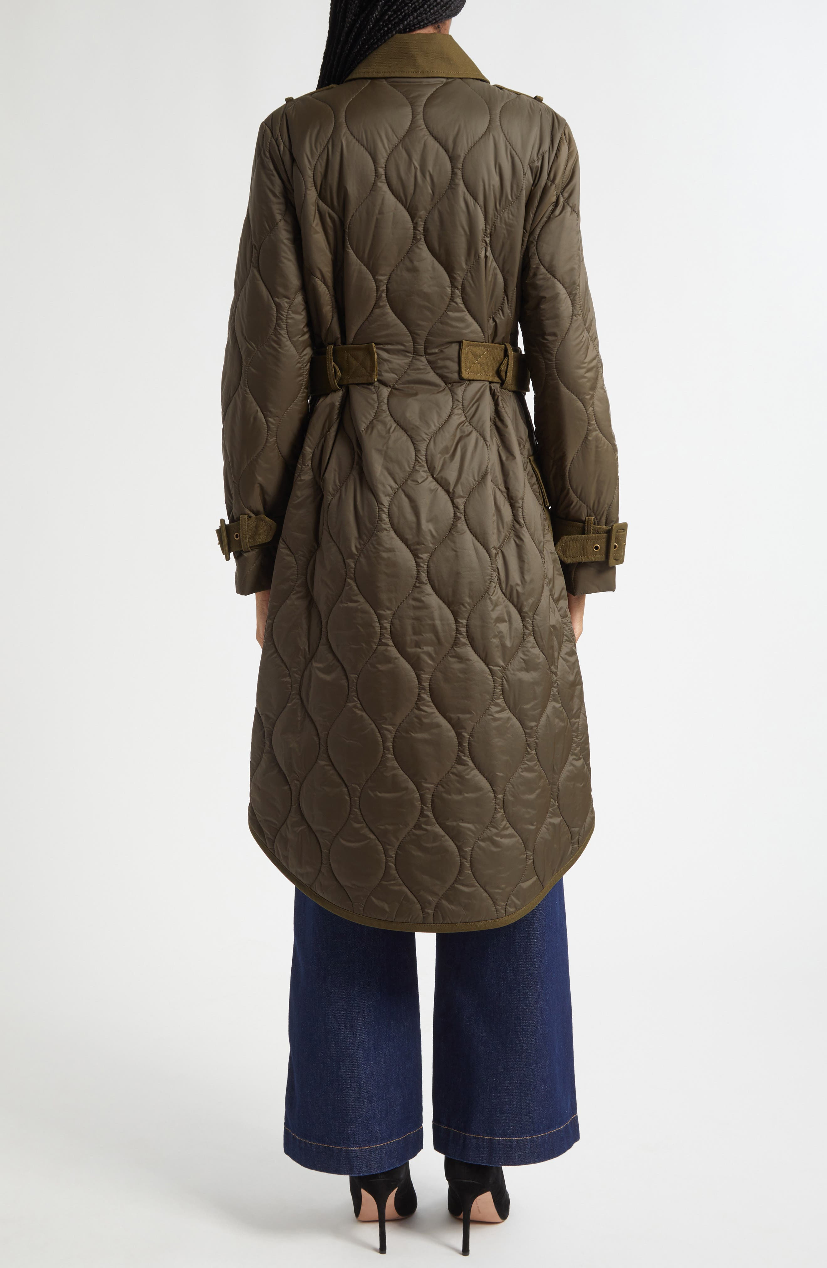 Veronica Beard Newberry Quilted Mixed Media Coat in Cypress at Nordstrom - 2