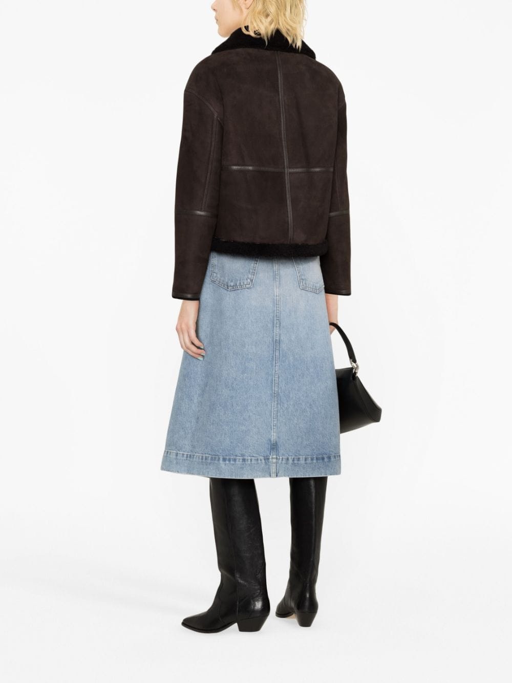 shearling-trim suede jacket - 3