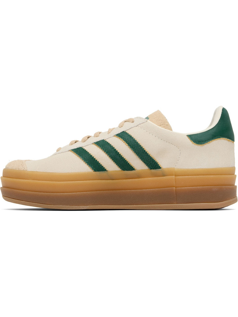 adidas Originals Beige & Green Gazelle Bold Sneakers outlook