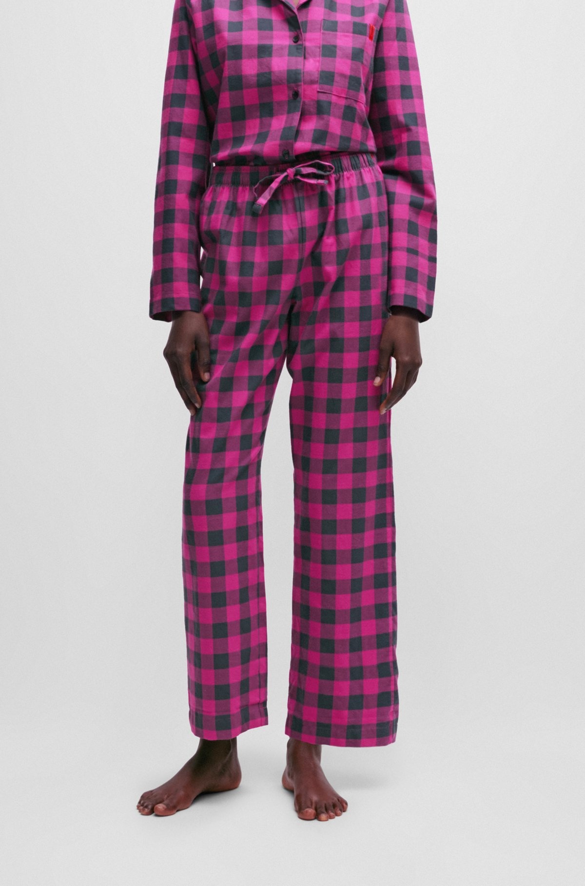 DRAWSTRING PAJAMA BOTTOMS IN CHECKED COTTON FLANNEL - 2